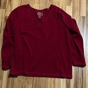 Elegant V-Neck Long Sleeve Top in Rich Red